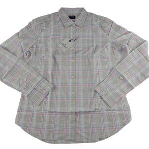 UNTUCKit Women's Chasseles Button Front Shirt Size 6 Gray Plaid 100% Cotton